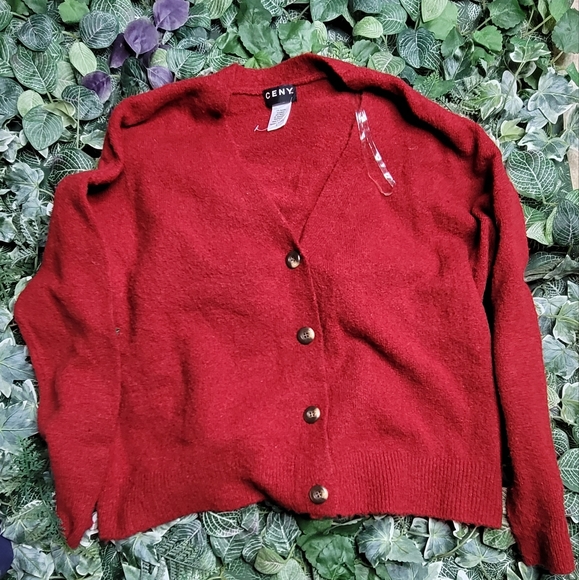 NWOT Ceny Women's Cardigan Knitted Button Solid Color Basic Casual Long Sleeve R - Picture 2 of 3